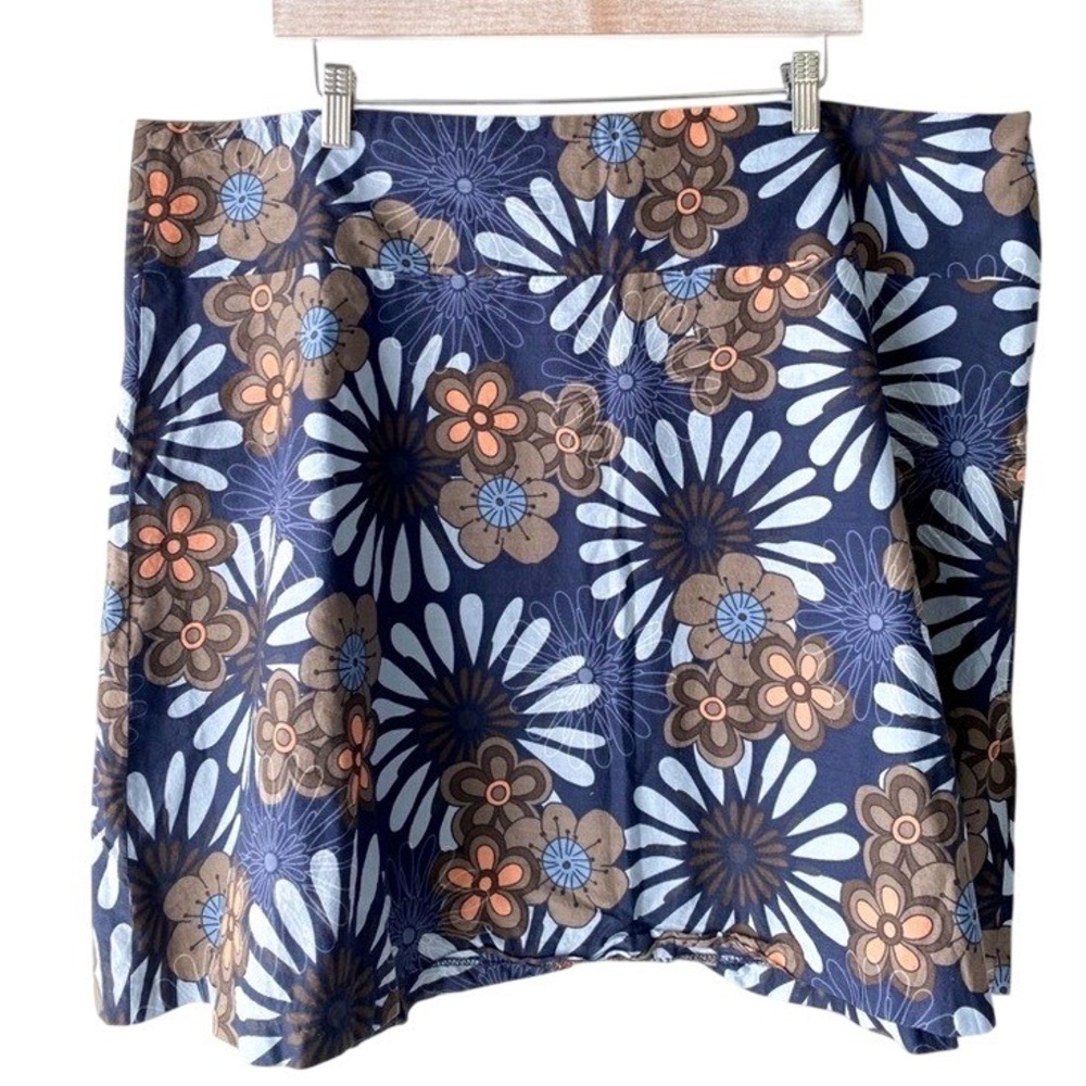Sevier Skirts Womens Skirt 2X Navy Cotton Floral A Line Summer Boho Preppy